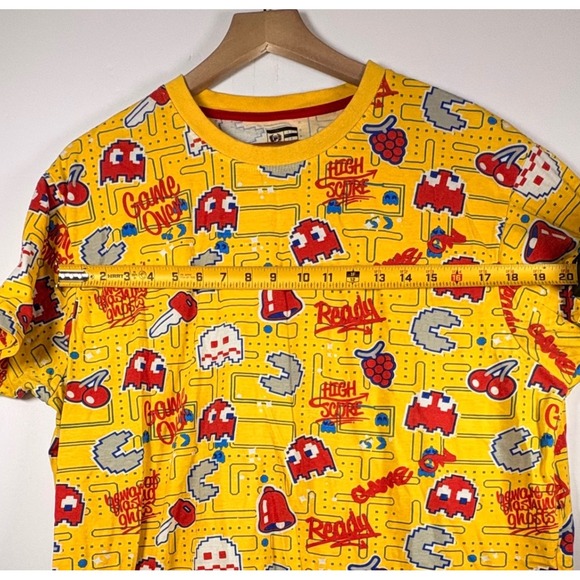 Pac-Man Pattern Men's T-Shirt‎ Yellow Red Video Game Arcade Cartoon Sz 2XL - Picture 7 of 7